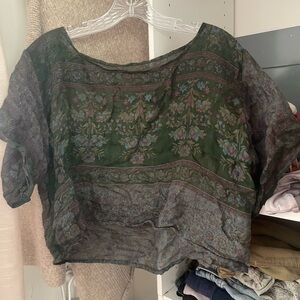 Patterned silk crop top